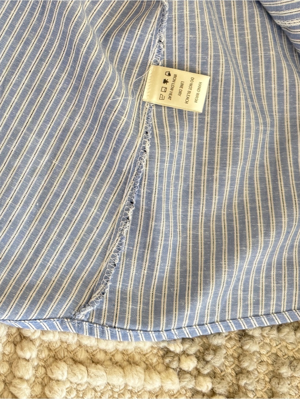 Max Studio Light Blue Stripe Tie-Waist Midi Dress size Small - Picture 6 of 16